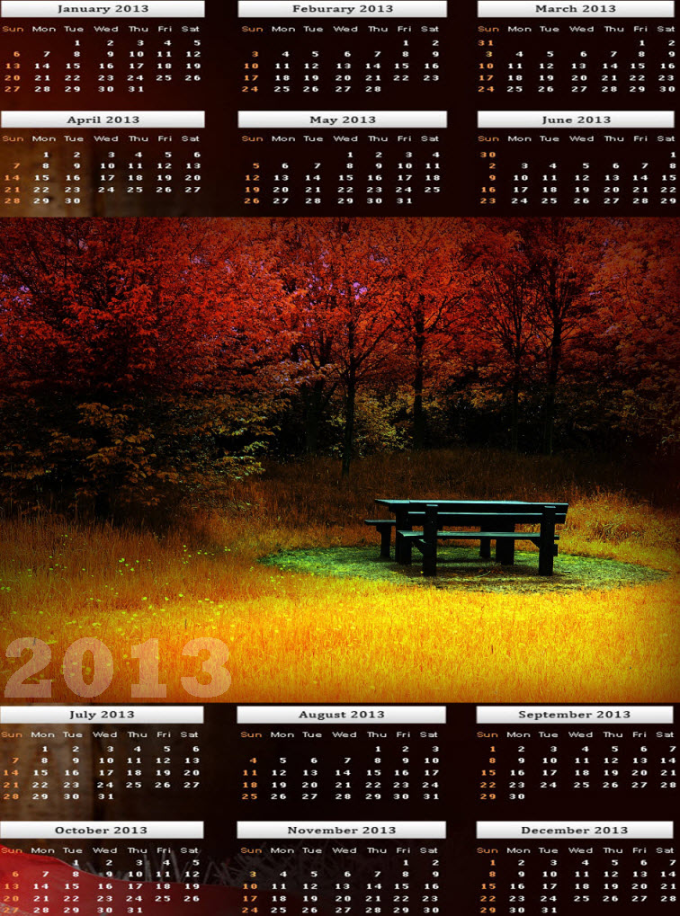 2013-calendar HD widescreen wallpaper
