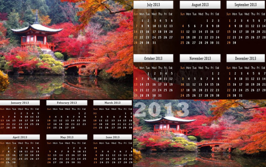 Calendar 2013-Natural Beauty Wallpapers HD background