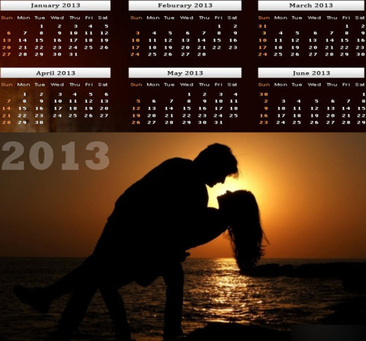 Most romantic desktop PC 2013-calendar wallpaper
