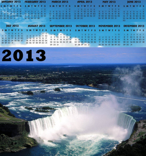 calendar 2013 waterfall HD widescreen background wallpaper for desktop pc and laptop