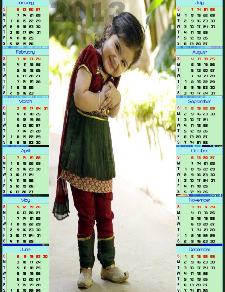 cute 2013 calendar for kids
