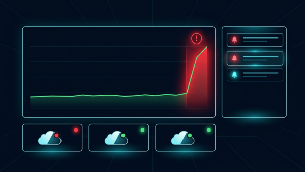 Cloud cost anomaly detection dashboard showing spending trends with highlighted spike and alert notifications