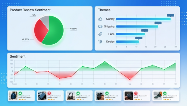 E-commerce review sentiment analyzer with theme breakdown charts