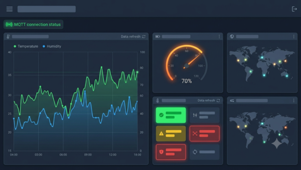 Real-time IoT dashboard displaying live sensor data and device status